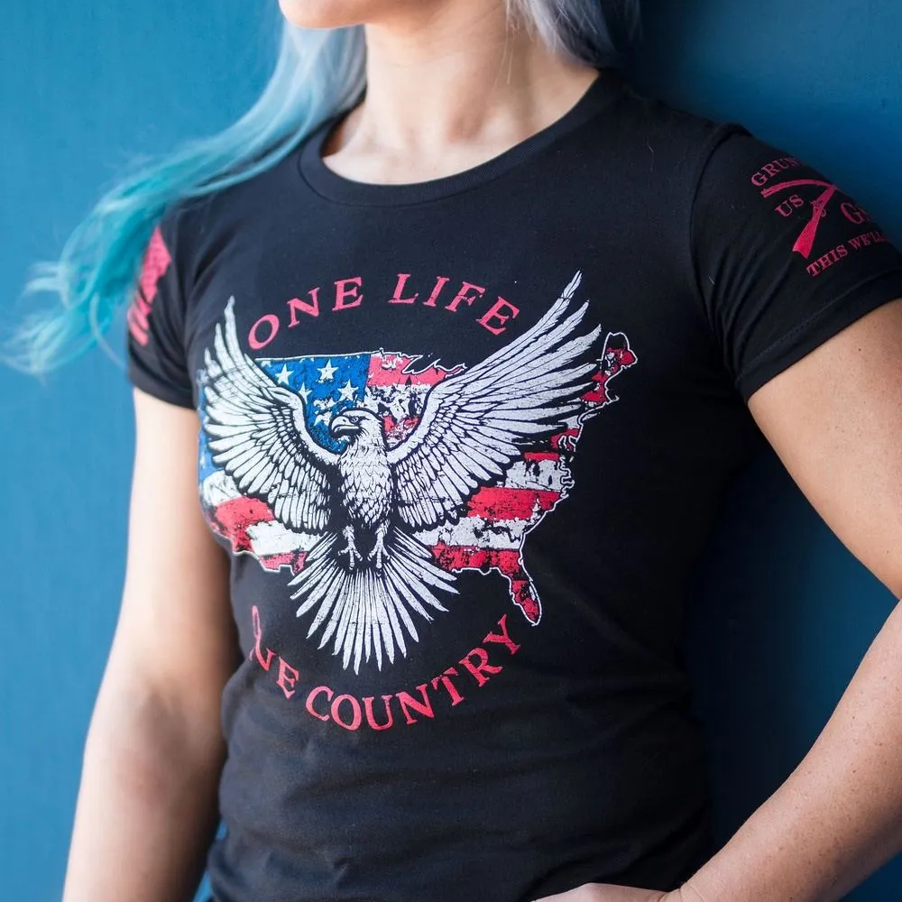 Women's One Life One Country Slim Fit T-Shirt - Black sold by Grunt Style product image thumbnail 4