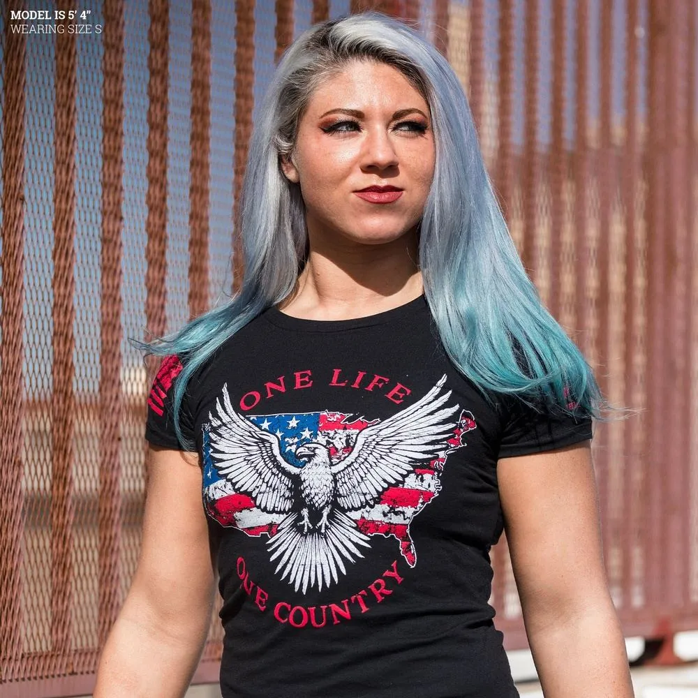 Women's One Life One Country Slim Fit T-Shirt - Black sold by Grunt Style product image thumbnail 3