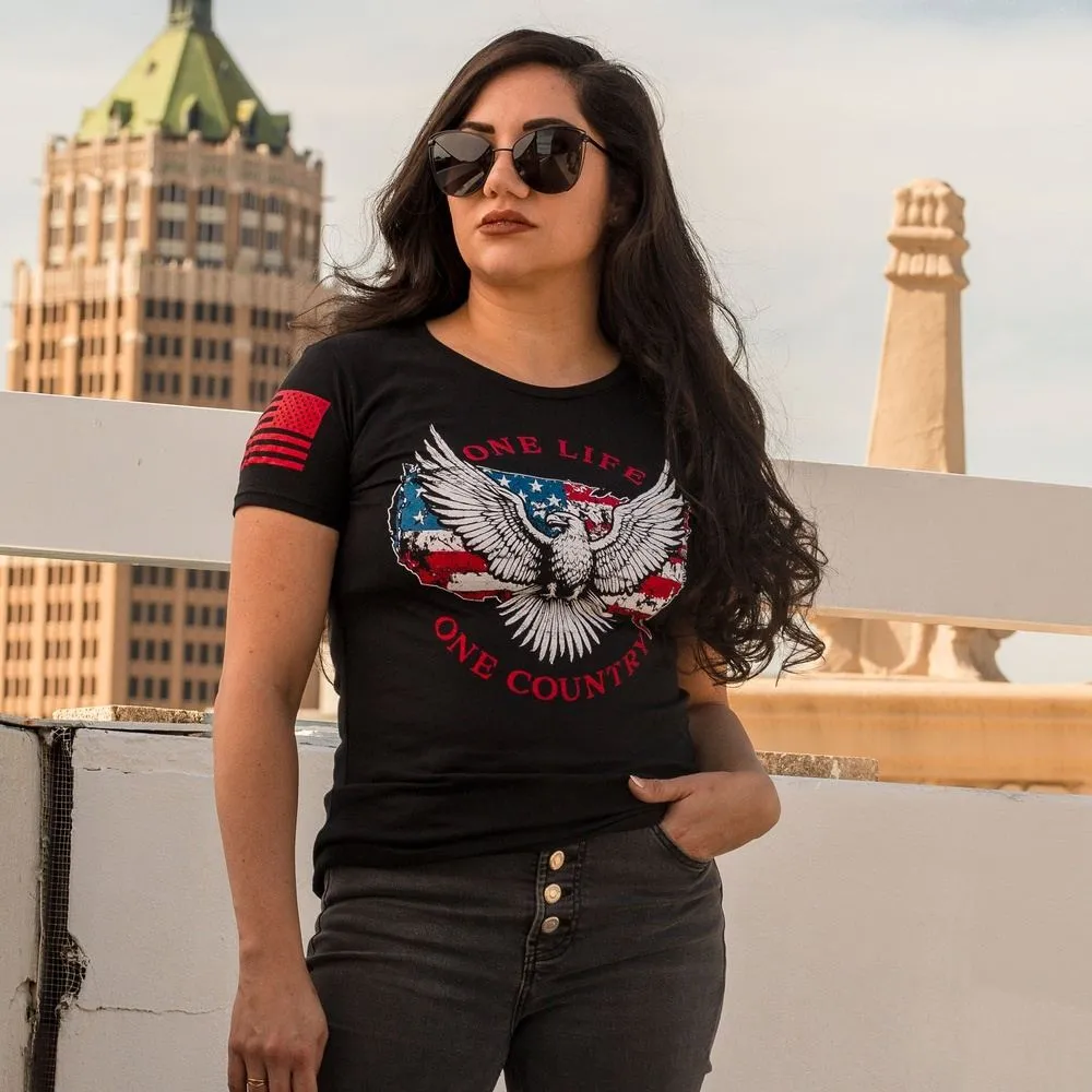 Women's One Life One Country Slim Fit T-Shirt - Black sold by Grunt Style product image thumbnail 5