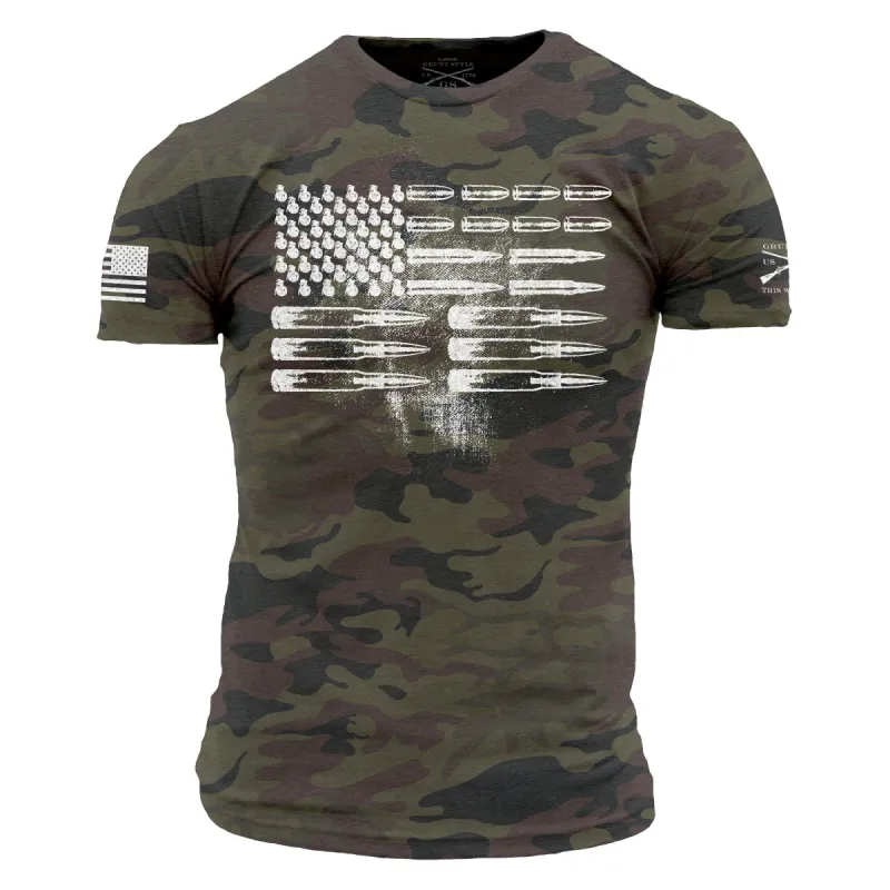 Men's Ammo Flag T-Shirt - Woodland Camo sold by Grunt Style