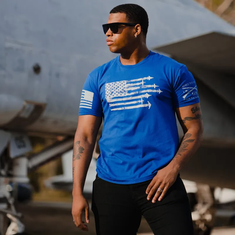 By Air Flag T-Shirt - Blue sold by Grunt Style