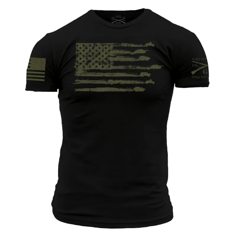 By Land Flag T-Shirt - Black sold by Grunt Style