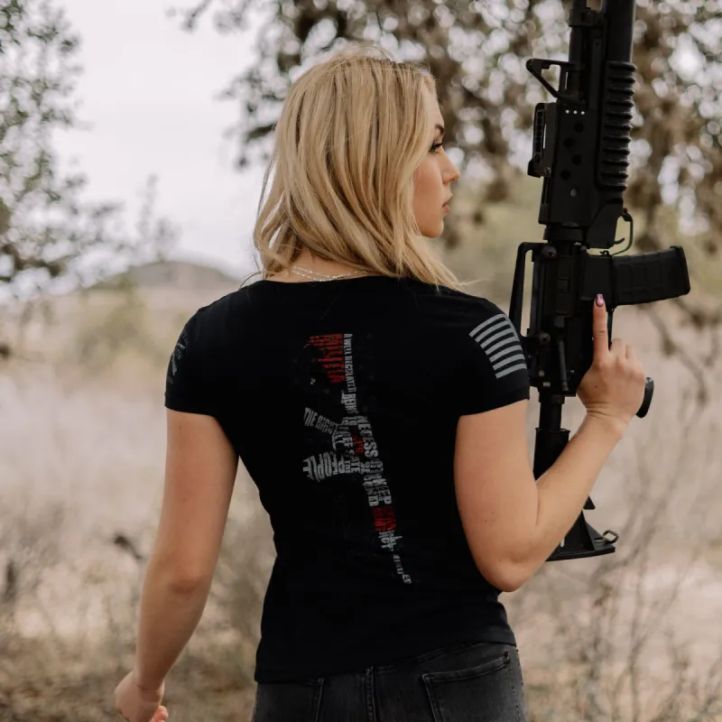 Women's Second Amendment 2.0 V-Neck - Black sold by Grunt Style