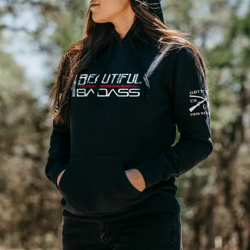Women's Beautiful Badass Hoodie - Black sold by Grunt Style