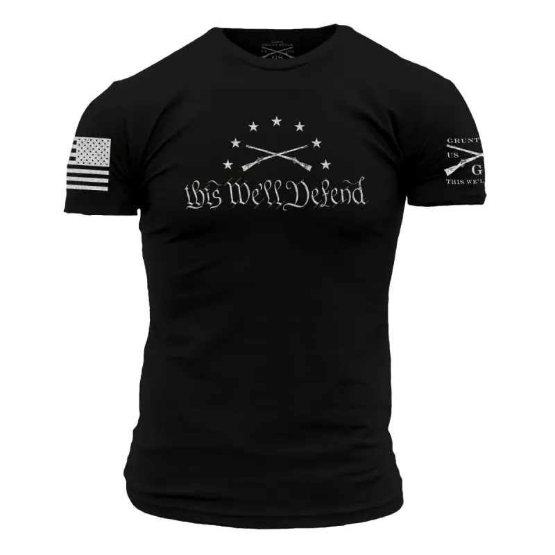Men's This We'll Defend 2.0 T-Shirt- Black sold by Grunt Style
