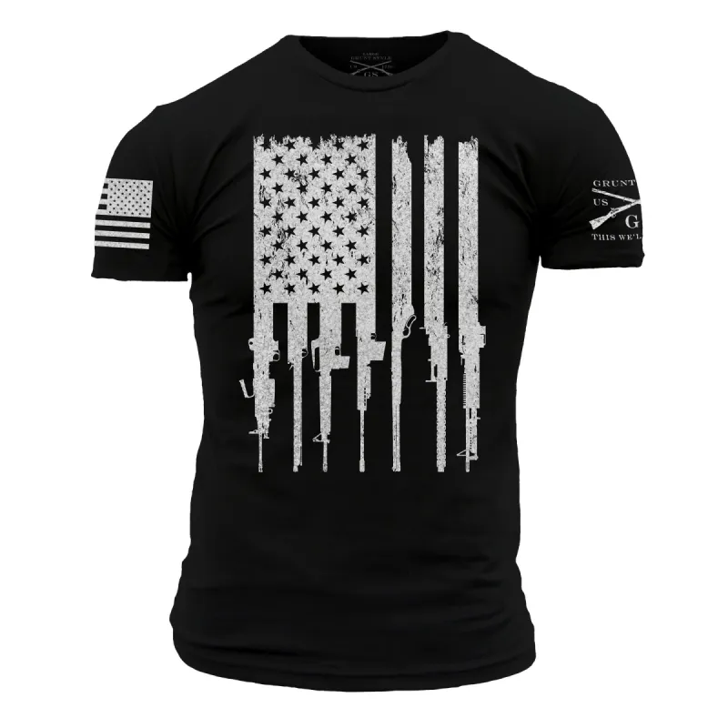 Rifle Flag T-Shirt - Black sold by Grunt Style