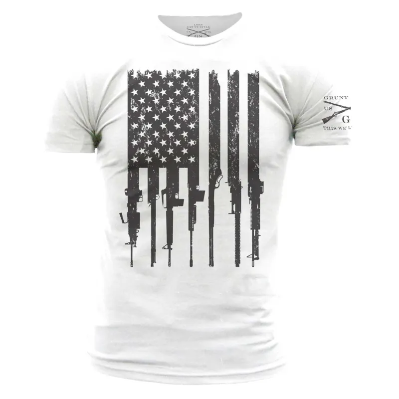 Rifle Flag T-Shirt - White sold by Grunt Style