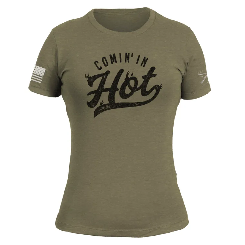 Women's Comin' In Hot Training T-Shirt - Military Green sold by Grunt Style