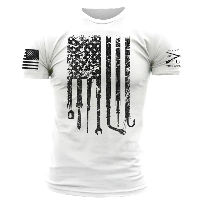 Men's Dad Flag T-Shirt - White sold by Grunt Style