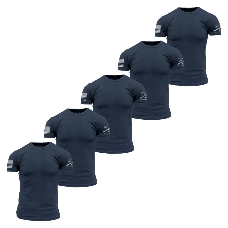 Standard Issue 5-Pack Premium T-Shirts - Heather Navy sold by Grunt Style