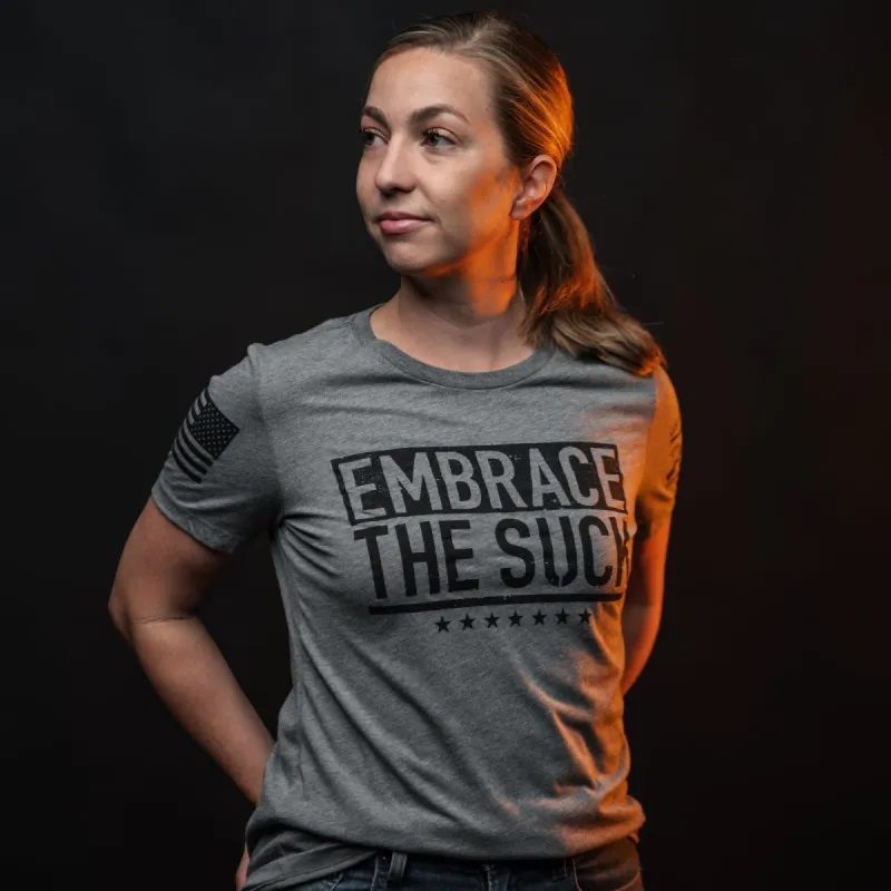 Women's Embrace The Suck Relaxed Fit T-Shirt - Grey Triblend sold by Grunt Style