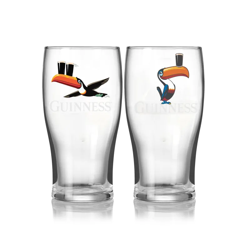 Guinness Gilroy Toucan & Flying Toucan Glass Set made by Guinness