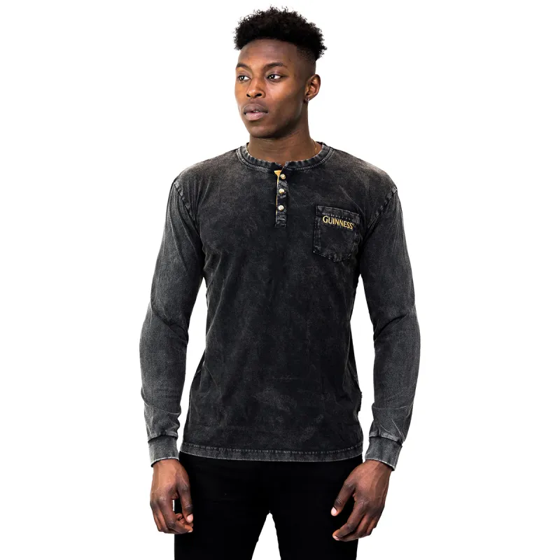 Guinness Classic Washed Black Henley made by Guinness