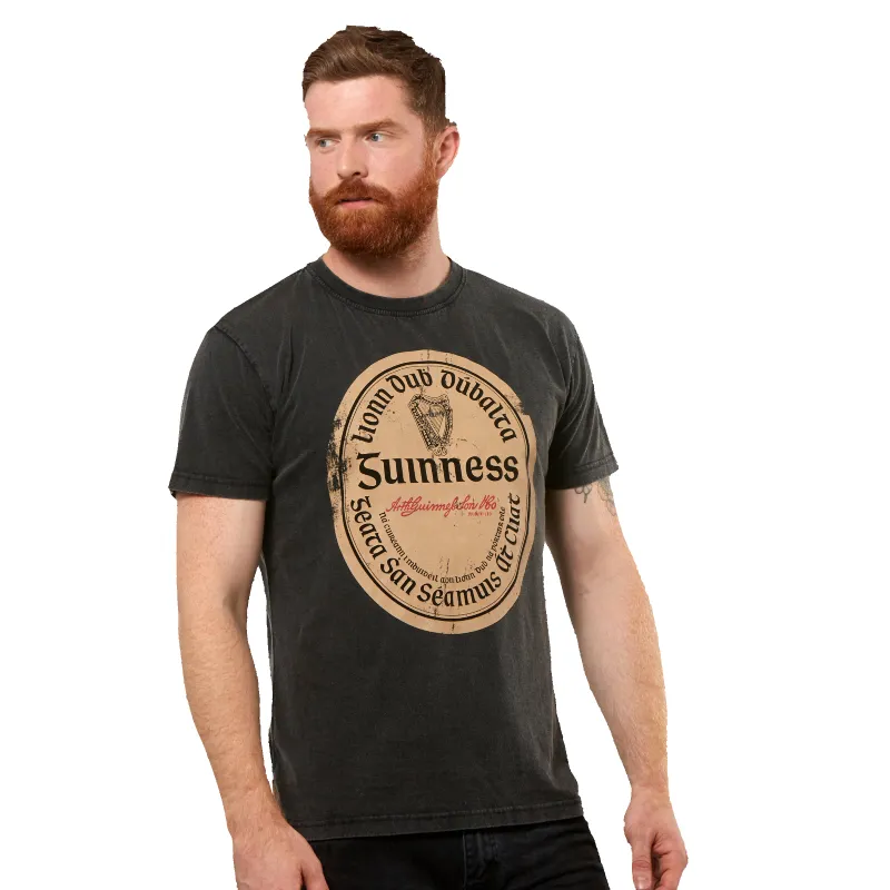 Black Distressed Label Tee sold by Guinness