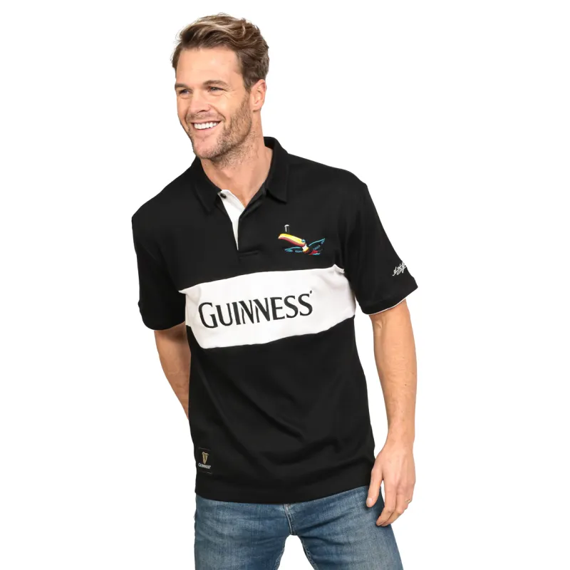Black and White Toucan Short Sleeve Rugby made by Guinness