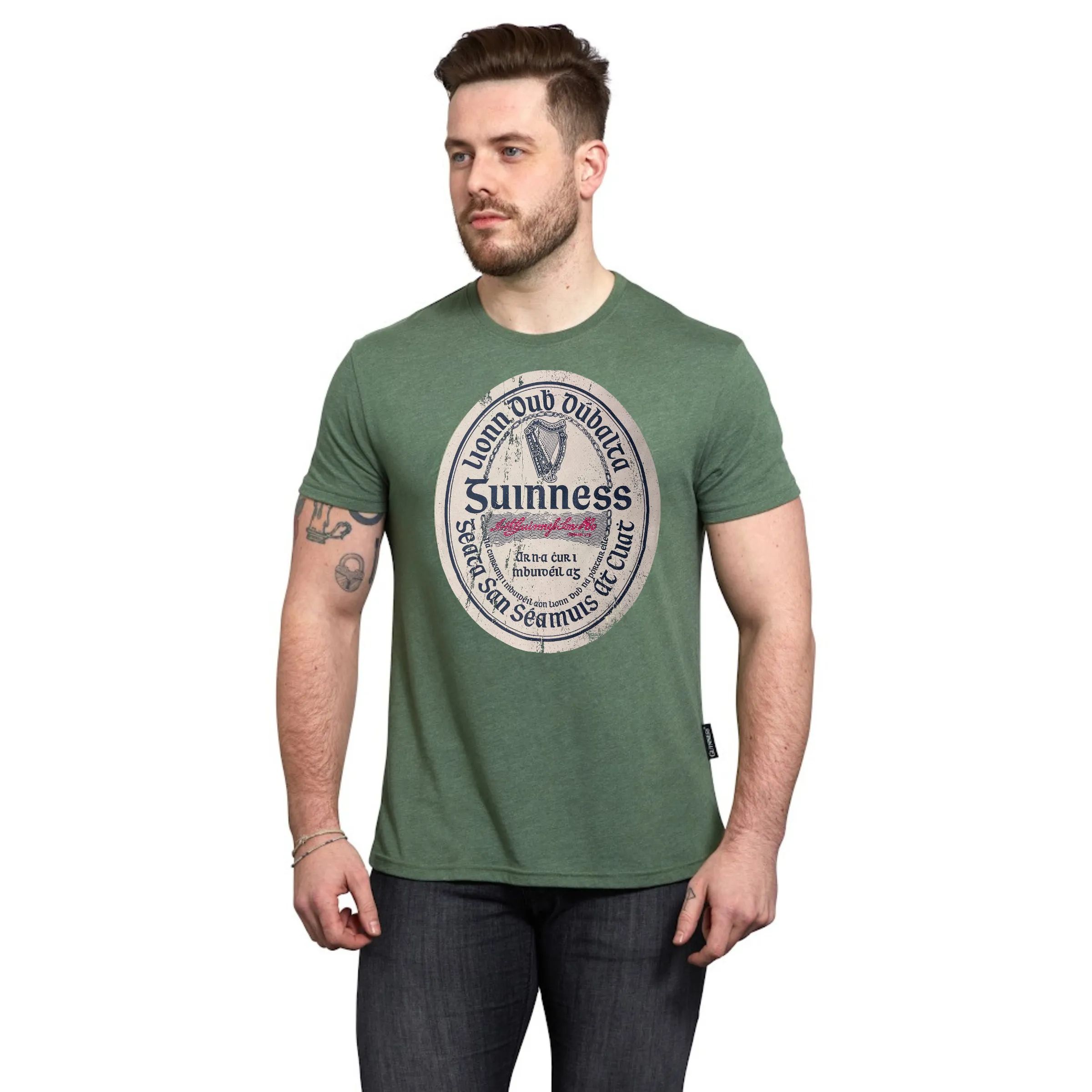 Guinness Green Distressed Label Tee sold by Guinness
