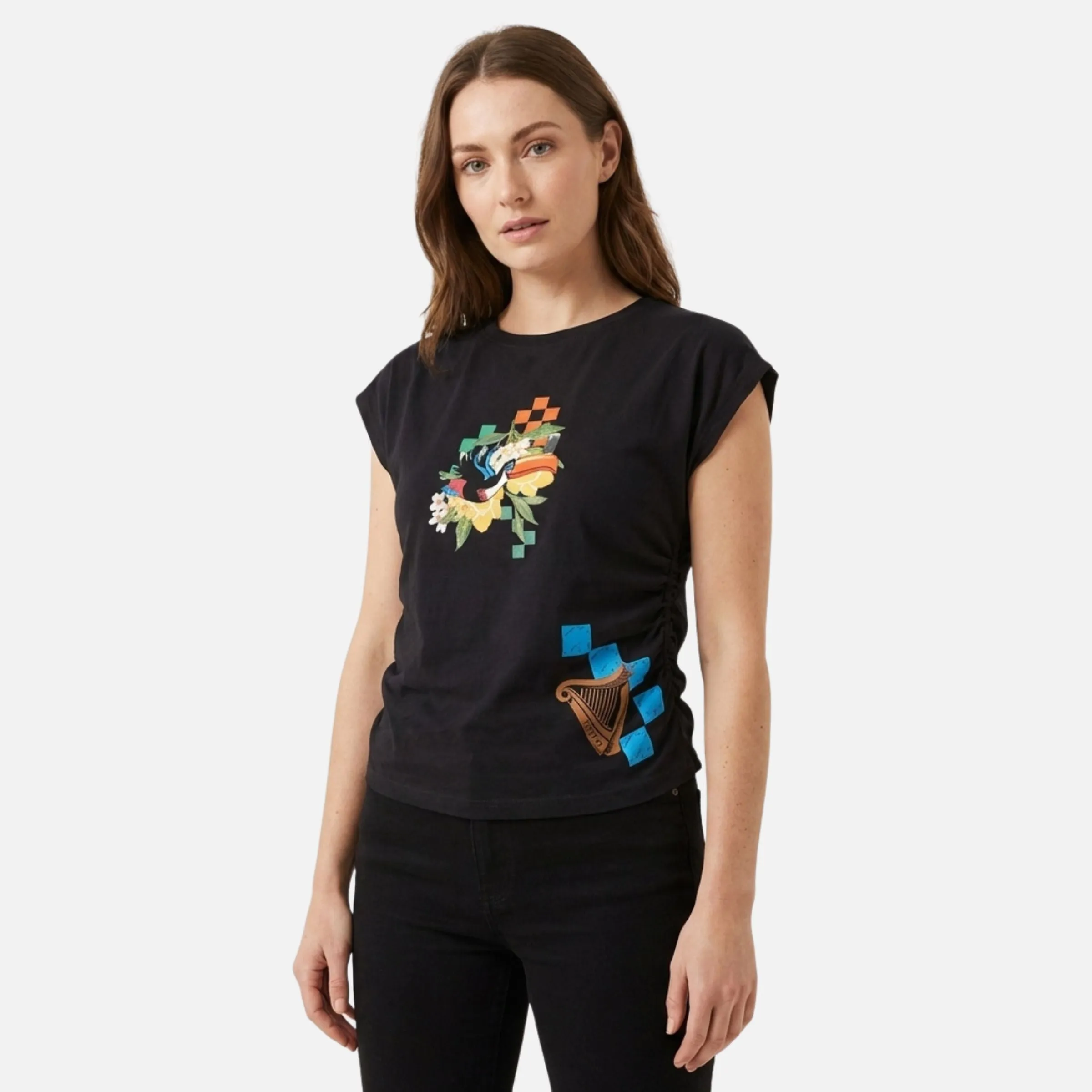 Guinness Toucan Ruched Ladies Black Tee sold by Guinness