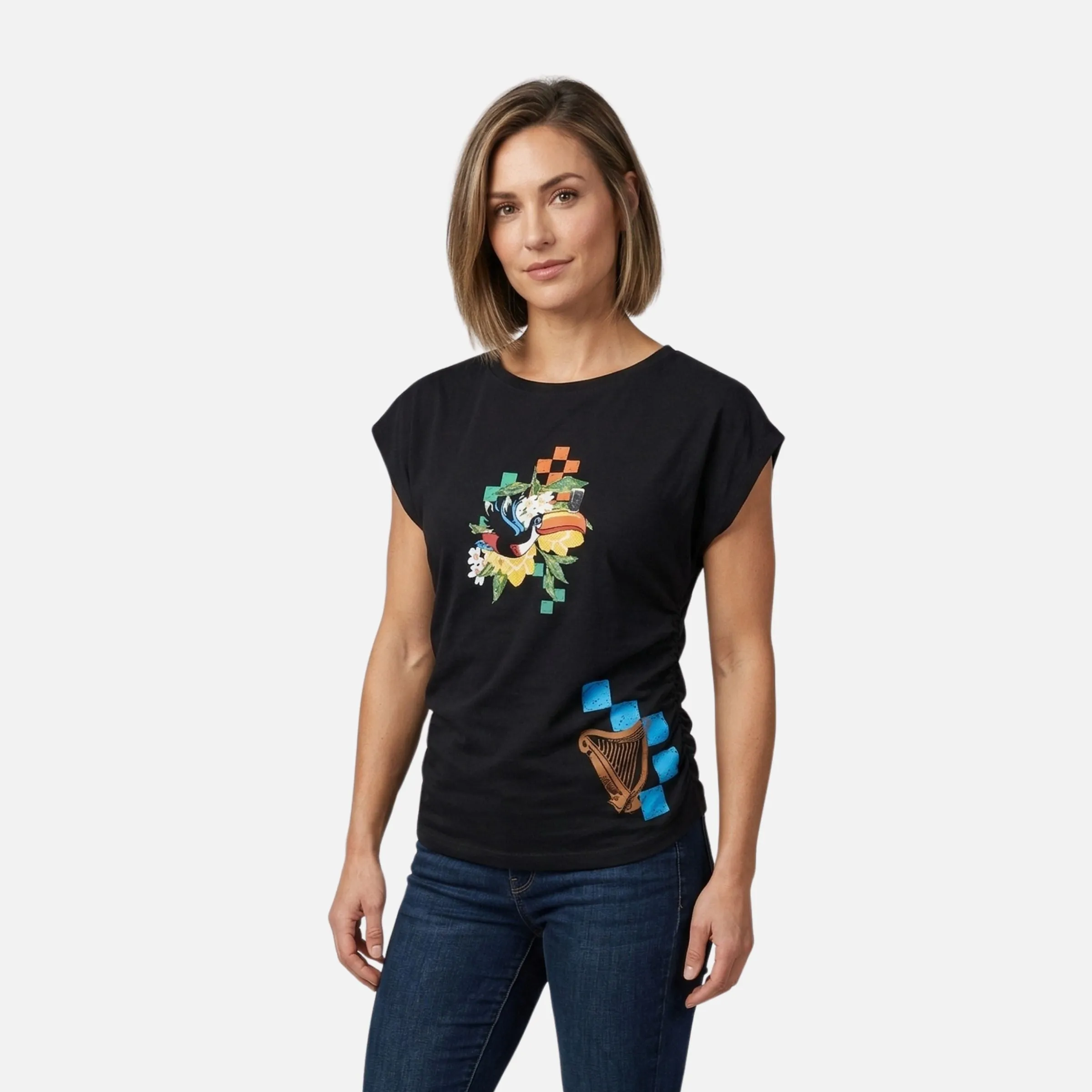 Guinness Toucan Ruched Ladies Black Tee sold by Guinness product image thumbnail 4