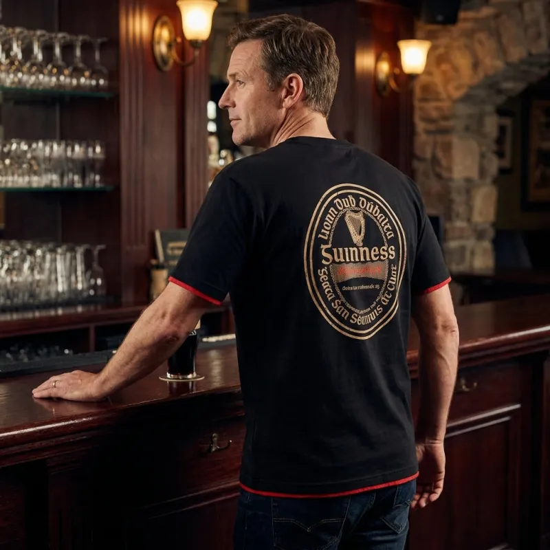 Guinness Gaelic Label Black Tee made by Guinness