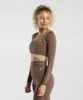 Gymshark Contrast Long Sleeve Crop Top - Soft Brown/Desert Beige sold by Gymshark