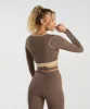 Gymshark Contrast Long Sleeve Crop Top - Soft Brown/Desert Beige sold by Gymshark