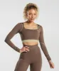 Gymshark Contrast Long Sleeve Crop Top - Soft Brown/Desert Beige sold by Gymshark