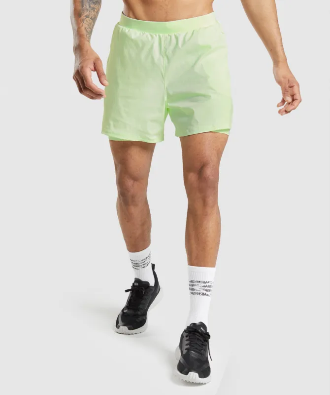Gymshark Speed Evolve 5" 2 In 1 Shorts - Cucumber Green sold by Gymshark