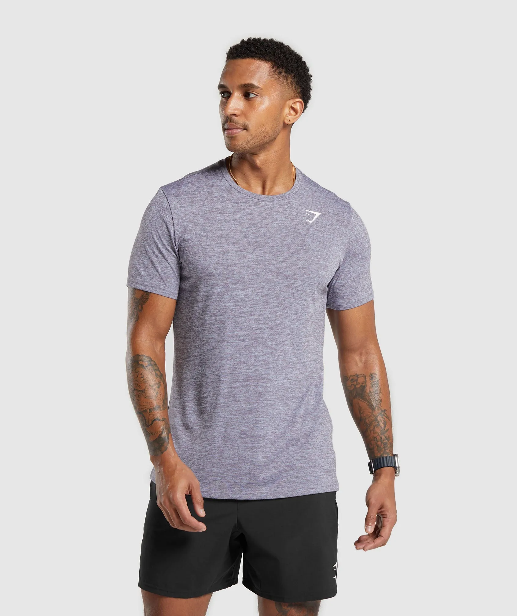 Gymshark Arrival Marl T-Shirt - Silver Lilac/Fog Purple Marl sold by Gymshark
