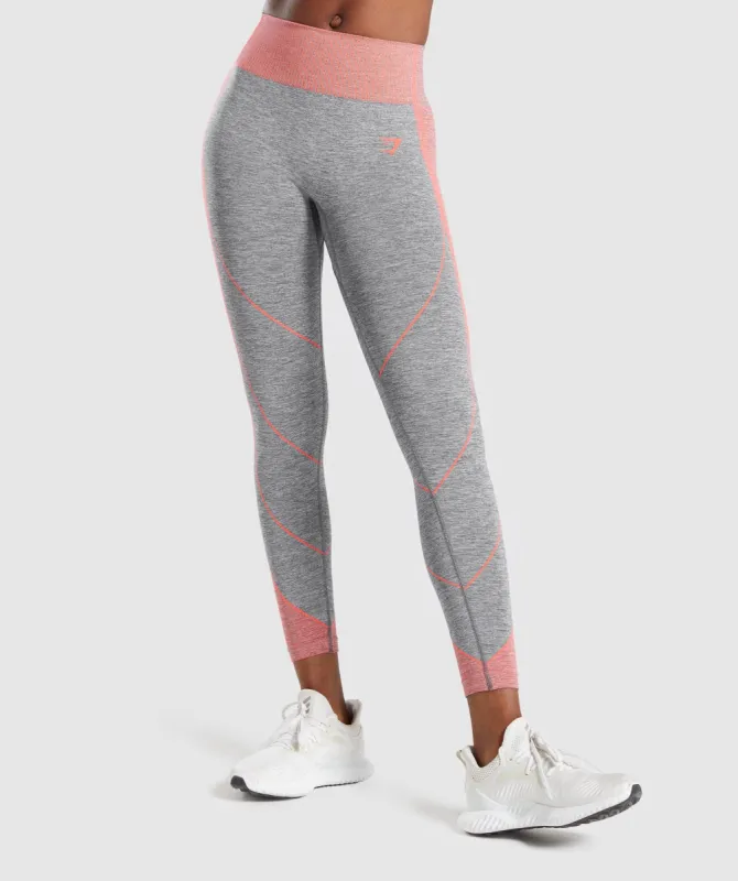 Gymshark Hyper Amplify Leggings - Charcoal Marl/Coral sold by Gymshark