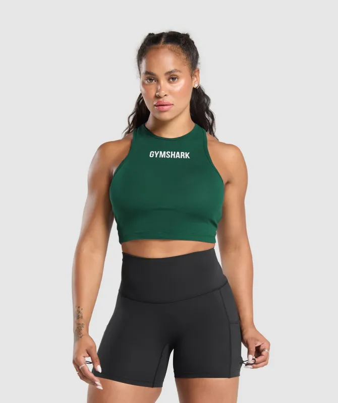 Gymshark Training Department Graphic Cropped Tank - Conditioning Green sold by Gymshark