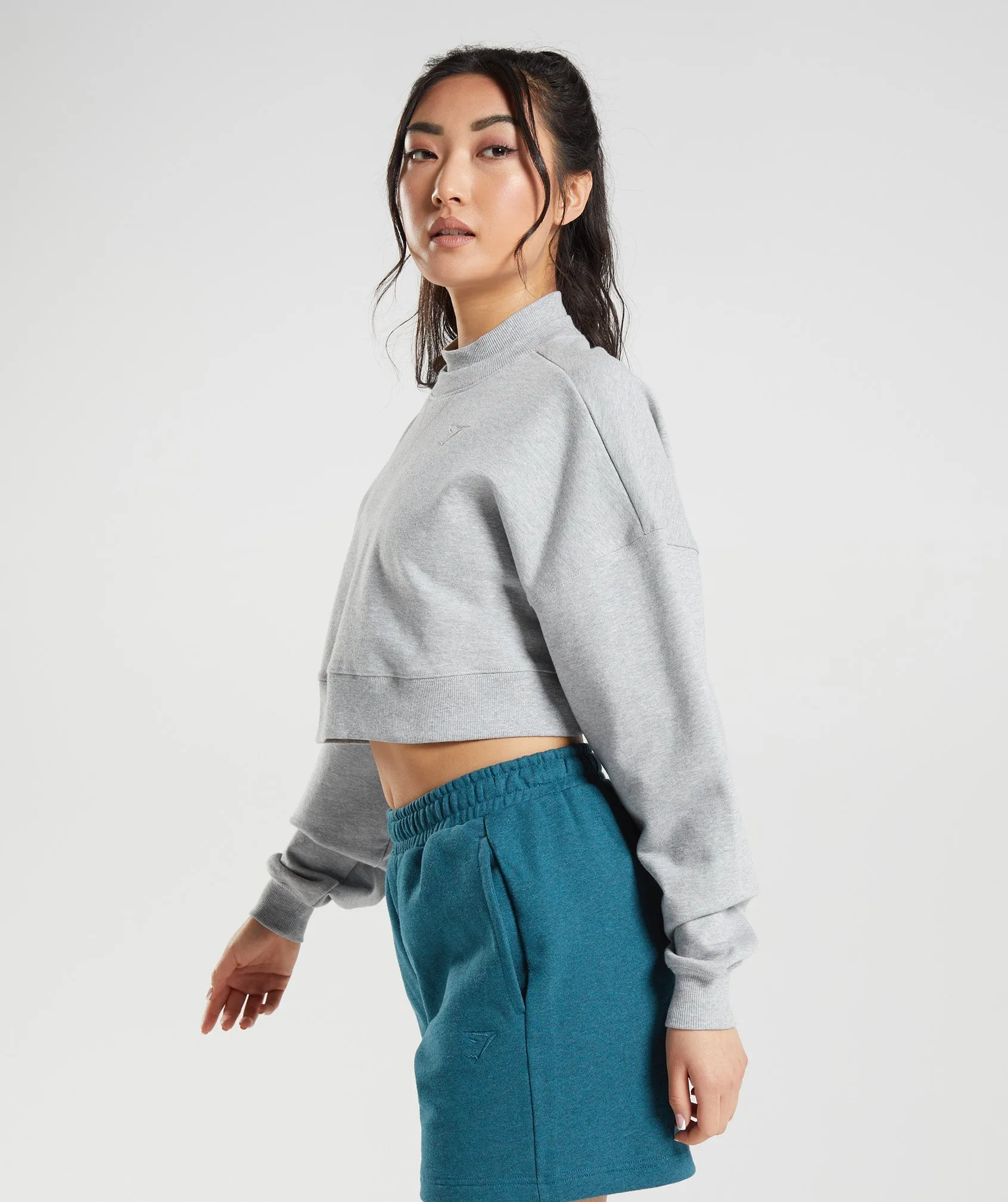 Gymshark Rest Day Sweats Cropped Pullover - Light Grey Core Marl sold by Gymshark product image thumbnail 3