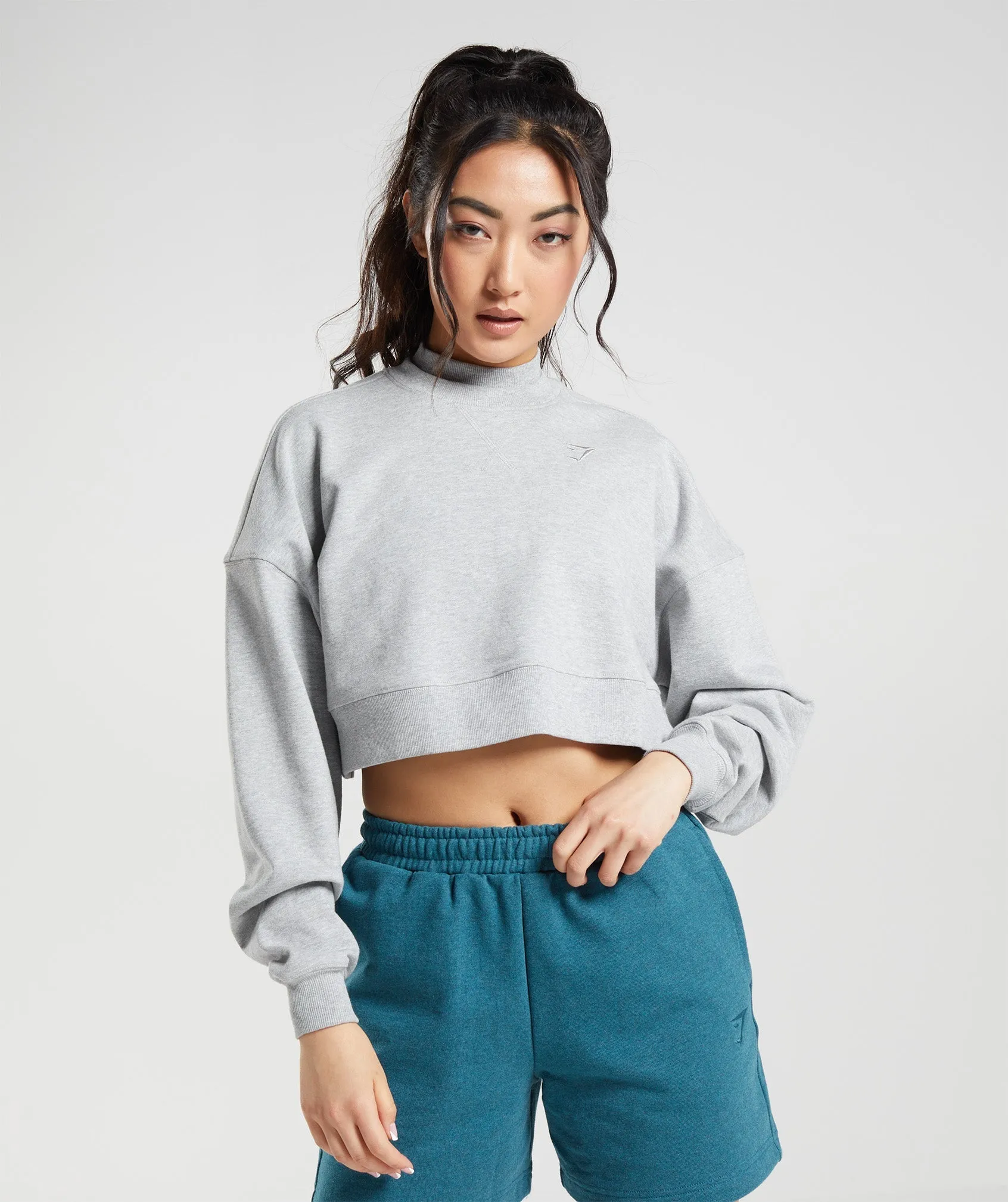 Gymshark Rest Day Sweats Cropped Pullover - Light Grey Core Marl sold by Gymshark
