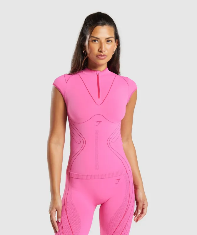 Gymshark Contour Heart Seamless Short Sleeve Top - Fetch Pink/Punk Pink sold by Gymshark