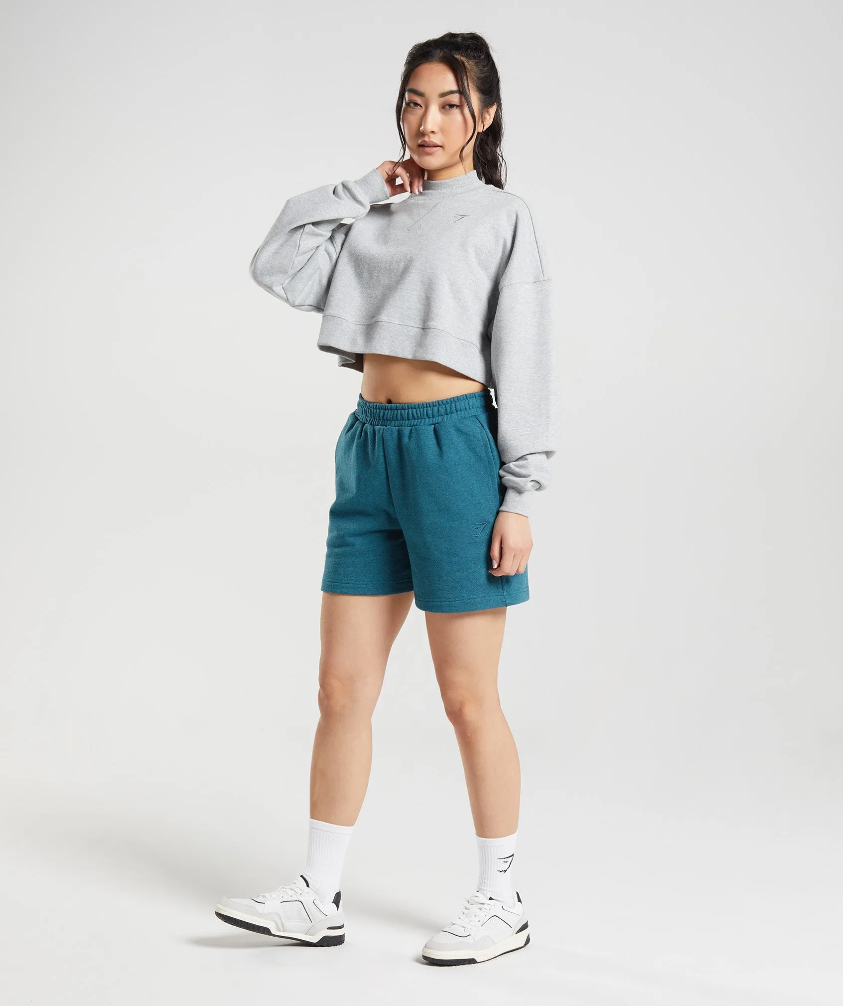 Gymshark Rest Day Sweats Cropped Pullover - Light Grey Core Marl sold by Gymshark product image thumbnail 4