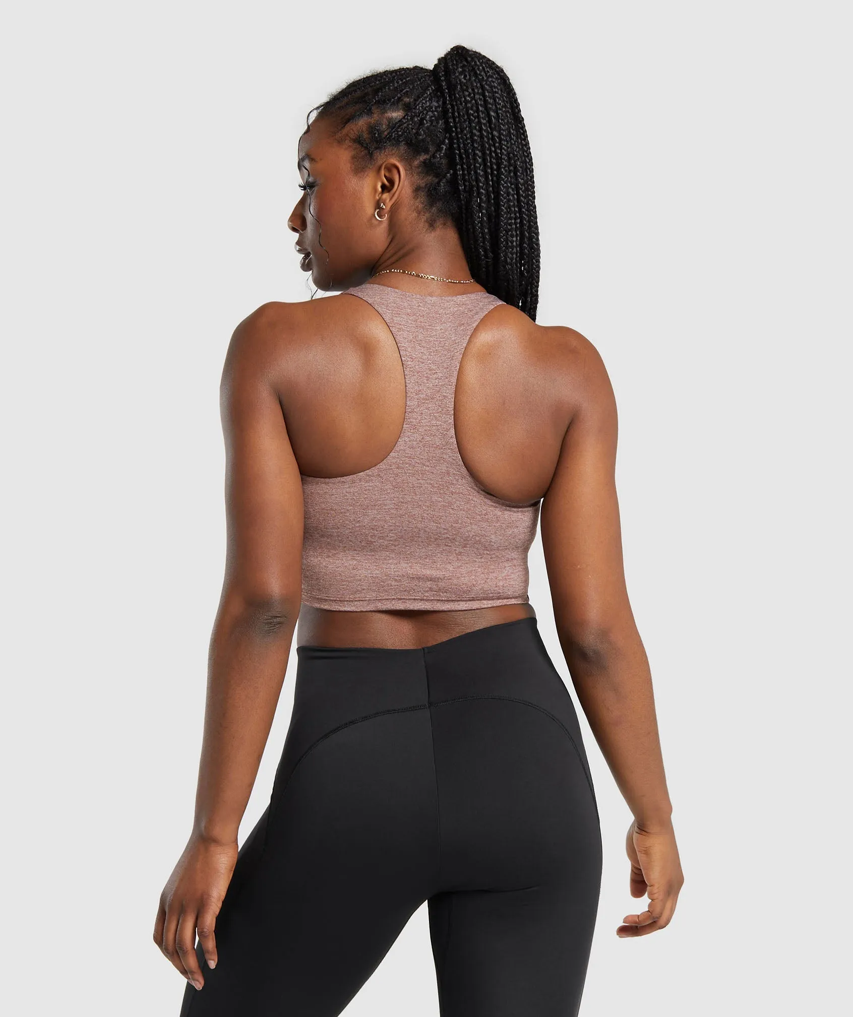 Gymshark Marl Racer Shelf Crop Tank- Rust Brown/Undyed Marl sold by Gymshark product image thumbnail 2