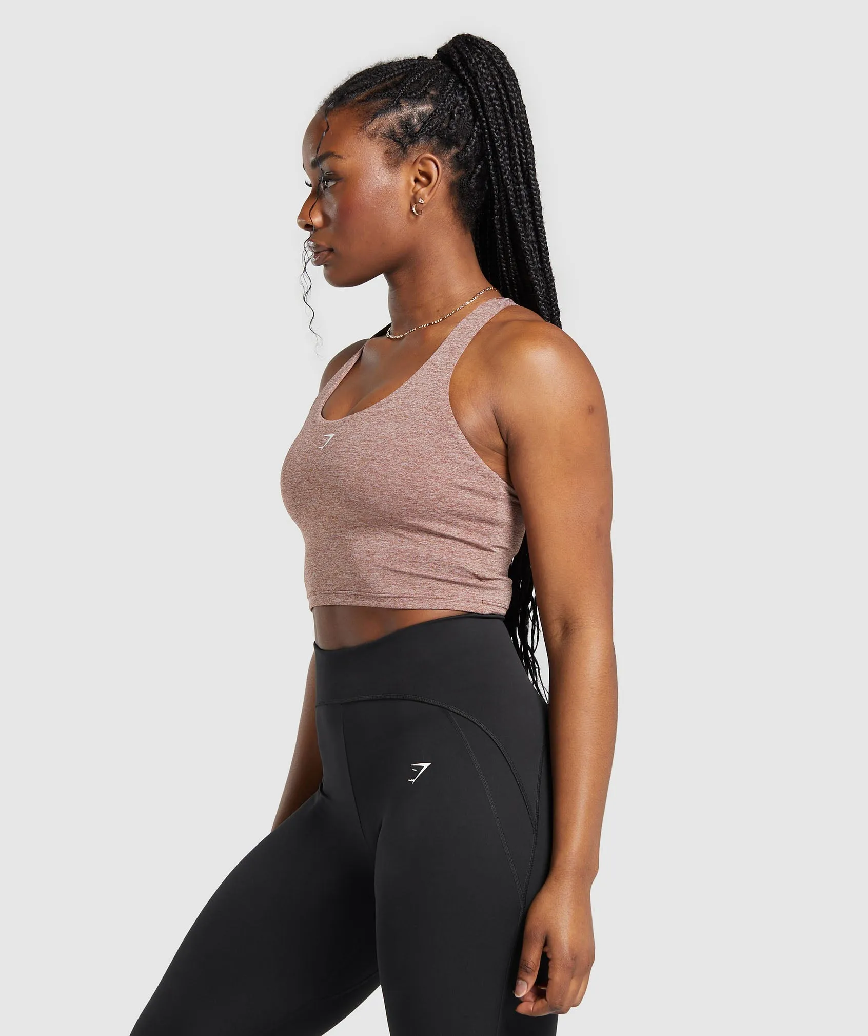Gymshark Marl Racer Shelf Crop Tank- Rust Brown/Undyed Marl sold by Gymshark product image thumbnail 3