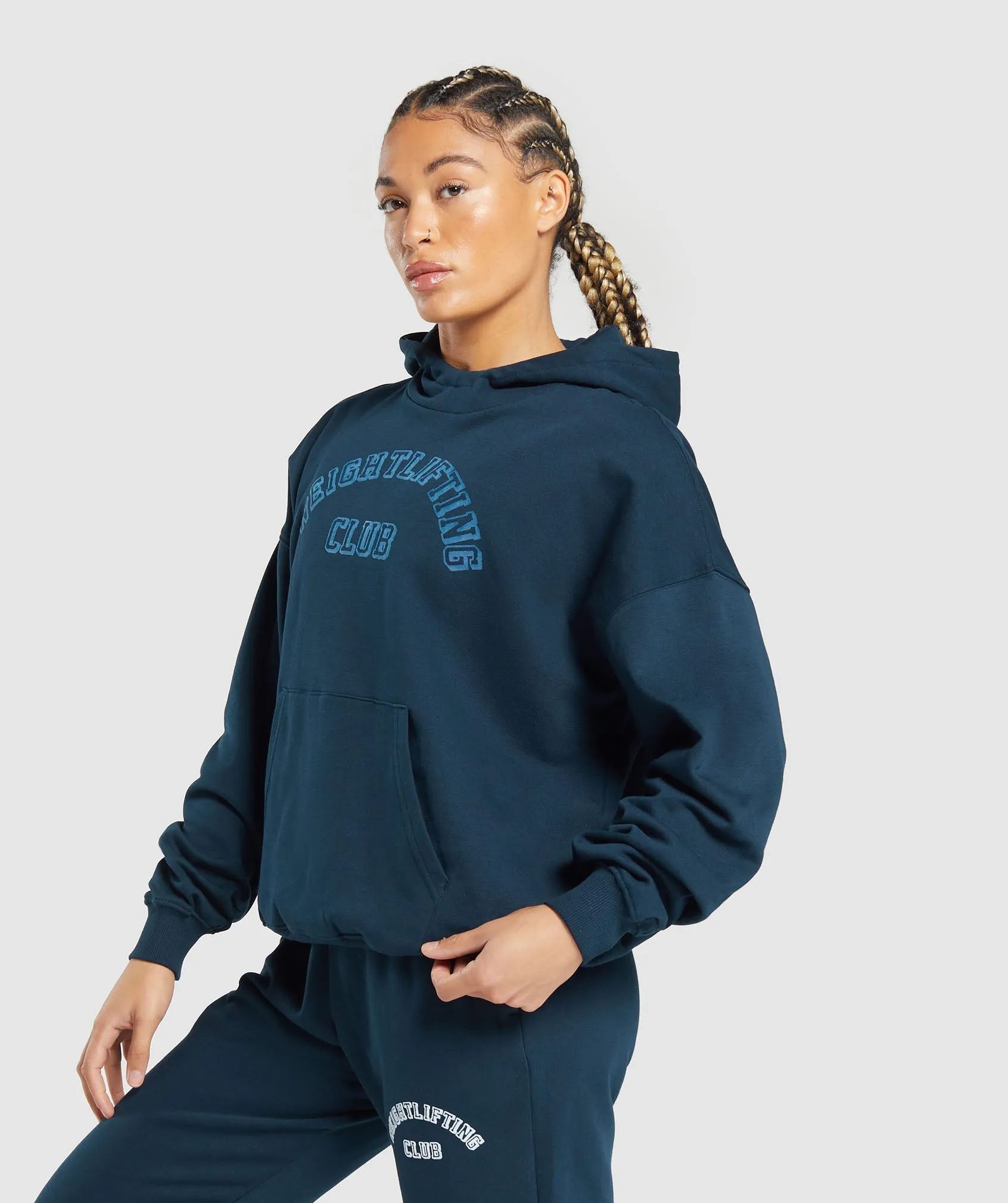 Gymshark Weightlifting Oversized Hoodie - Navy sold by Gymshark product image thumbnail 3