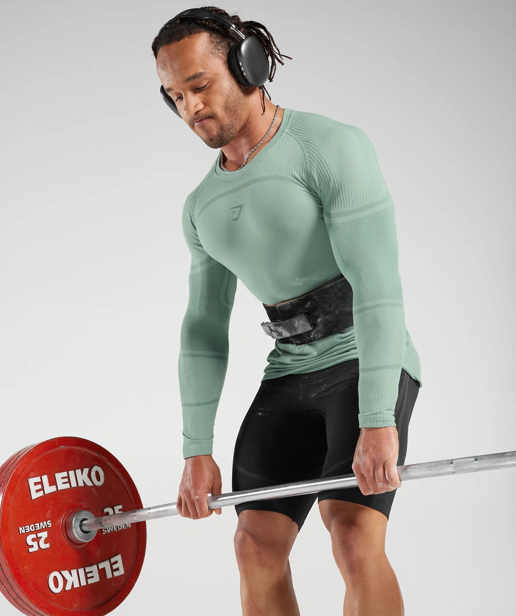 Gymshark 315 Seamless Long Sleeve T-Shirt - Frost Teal/Ink Teal sold by Gymshark product image thumbnail 4