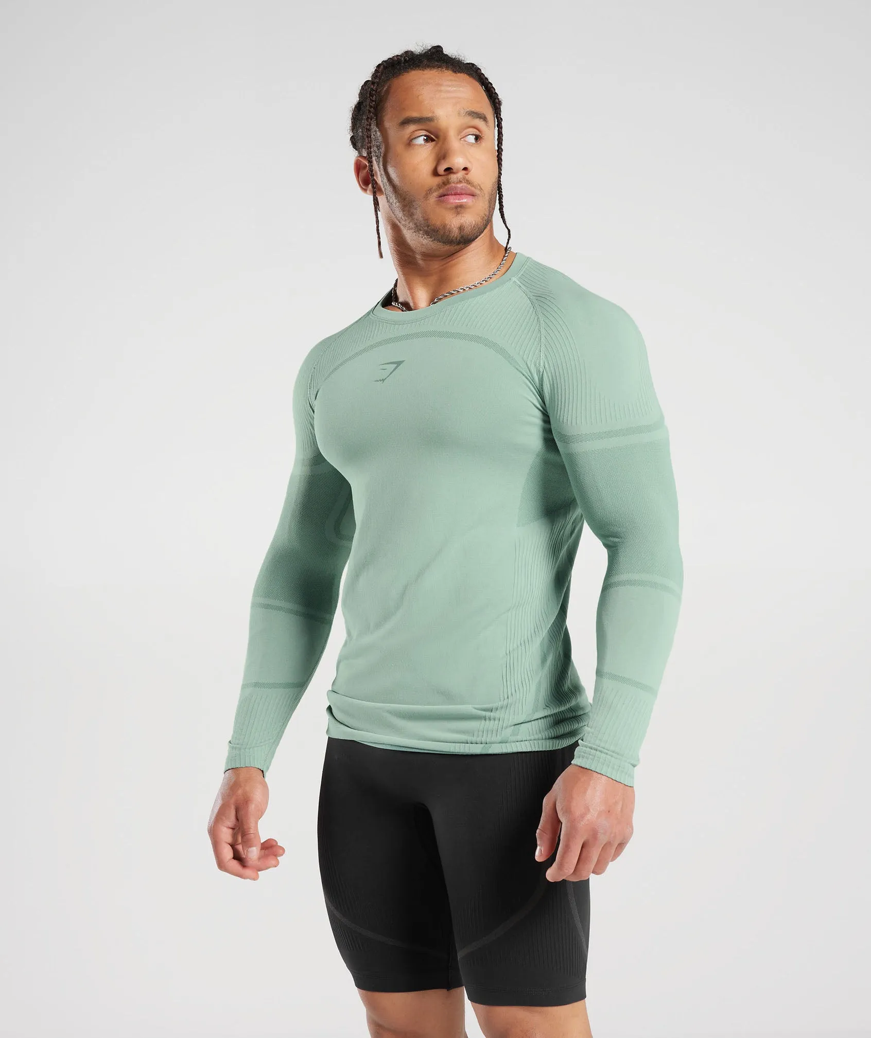 Gymshark 315 Seamless Long Sleeve T-Shirt - Frost Teal/Ink Teal sold by Gymshark product image thumbnail 3