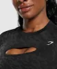 Gymshark Adapt Safari Seamless Long Sleeve Crop Top - Black/Asphalt Grey sold by Gymshark