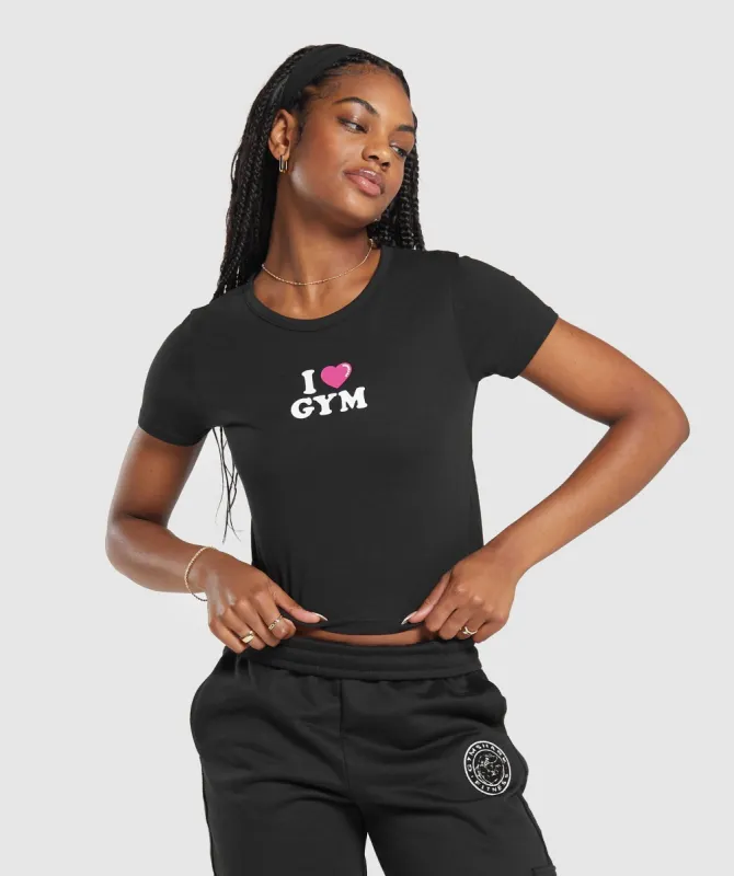 Gymshark I Heart Gym Crop Top - Black sold by Gymshark