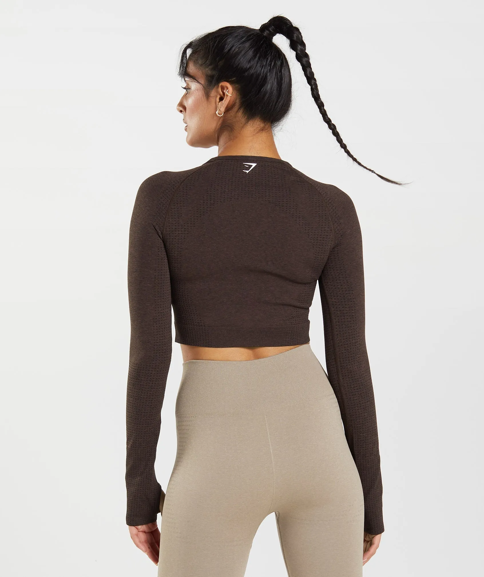Gymshark Vital Seamless 2.0 Crop Top - Cherry Brown Marl sold by Gymshark product image thumbnail 2