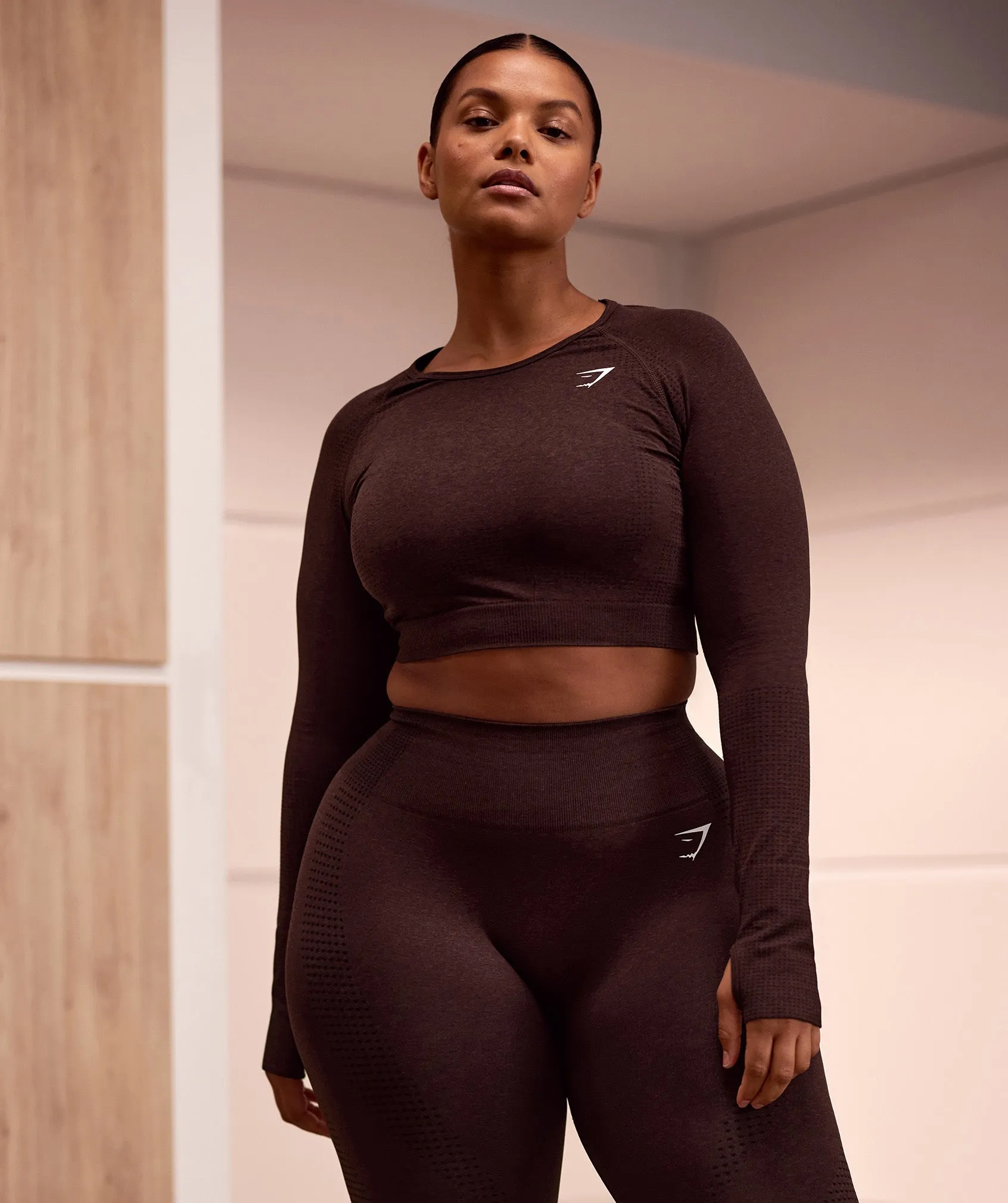 Gymshark Vital Seamless 2.0 Crop Top - Cherry Brown Marl sold by Gymshark