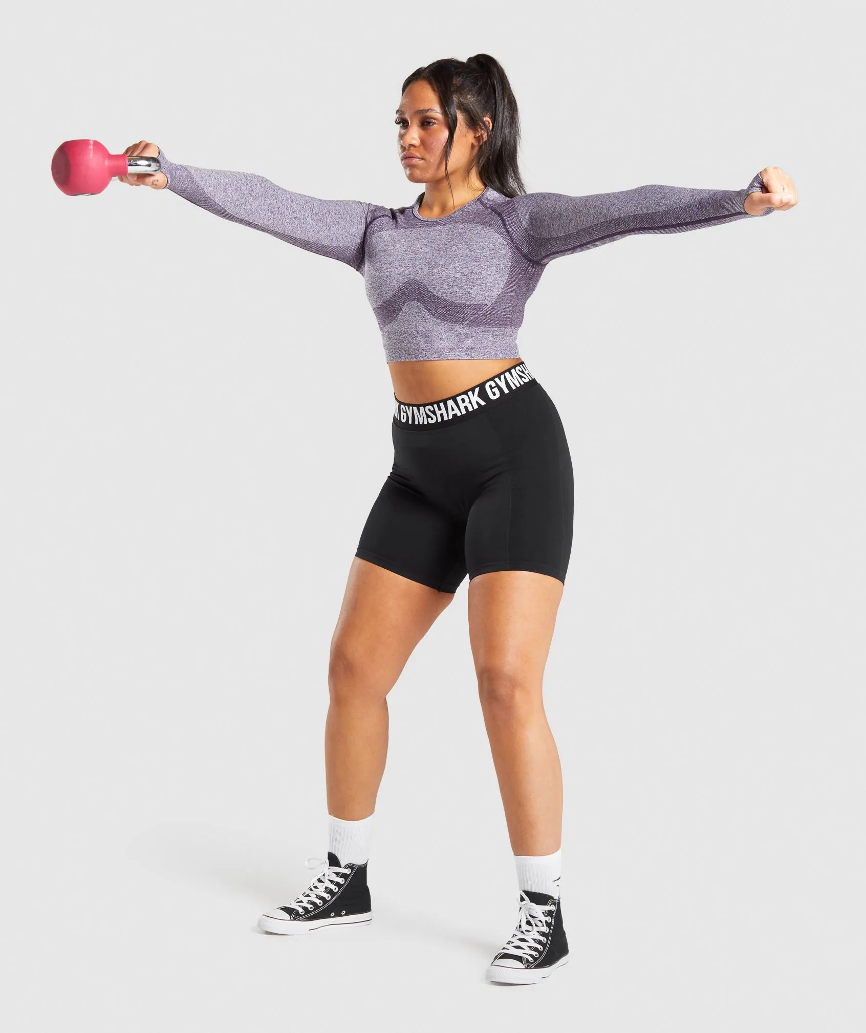 Gymshark Flex Sports Long Sleeve Crop Top - Purple Marl sold by Gymshark product image thumbnail 4