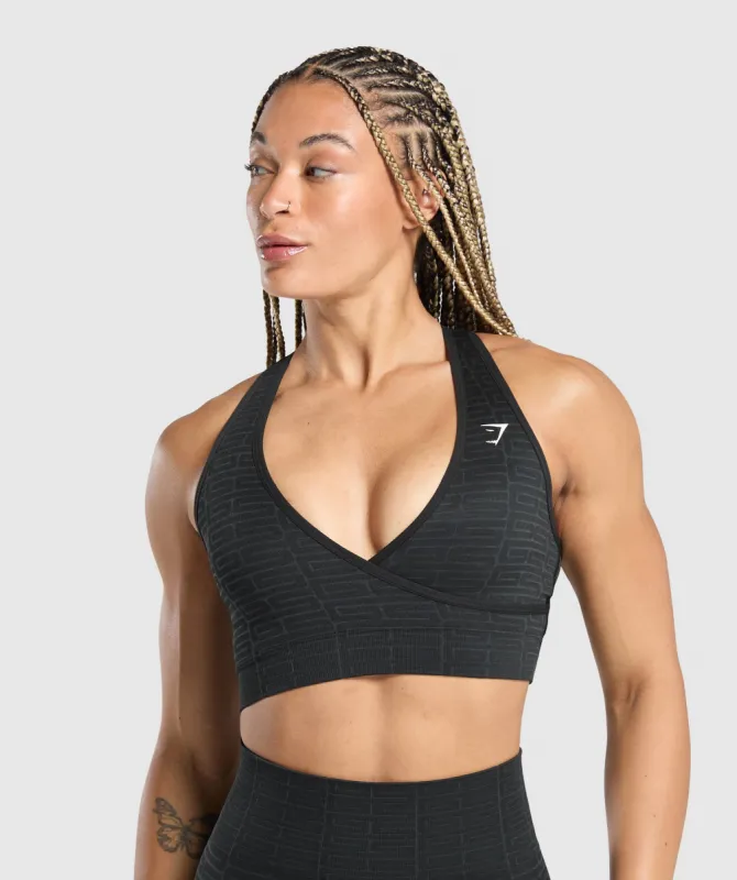 Gymshark Adapt Monogram Seamless Sports Bra - Black sold by Gymshark