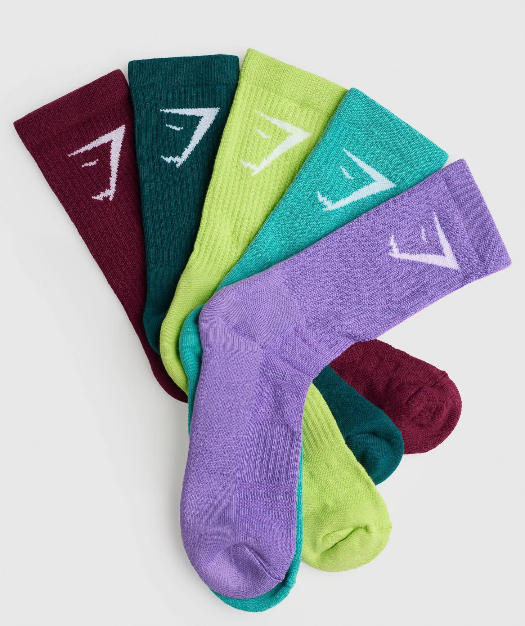 Gymshark Crew Socks 5pk - Plum/Teal/Green/Capri Blue/Grape sold by Gymshark product image thumbnail 2