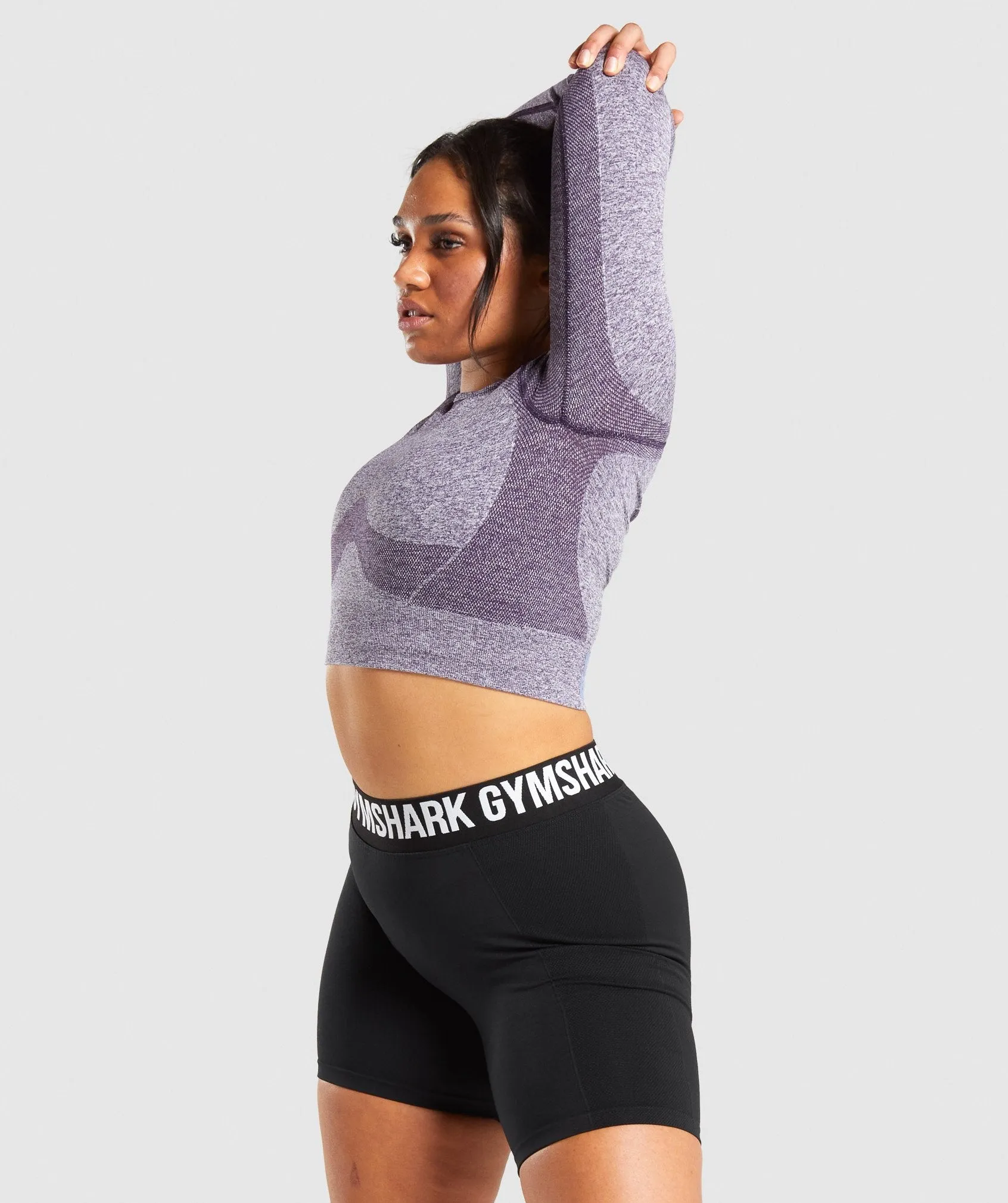 Gymshark Flex Sports Long Sleeve Crop Top - Purple Marl sold by Gymshark product image thumbnail 3