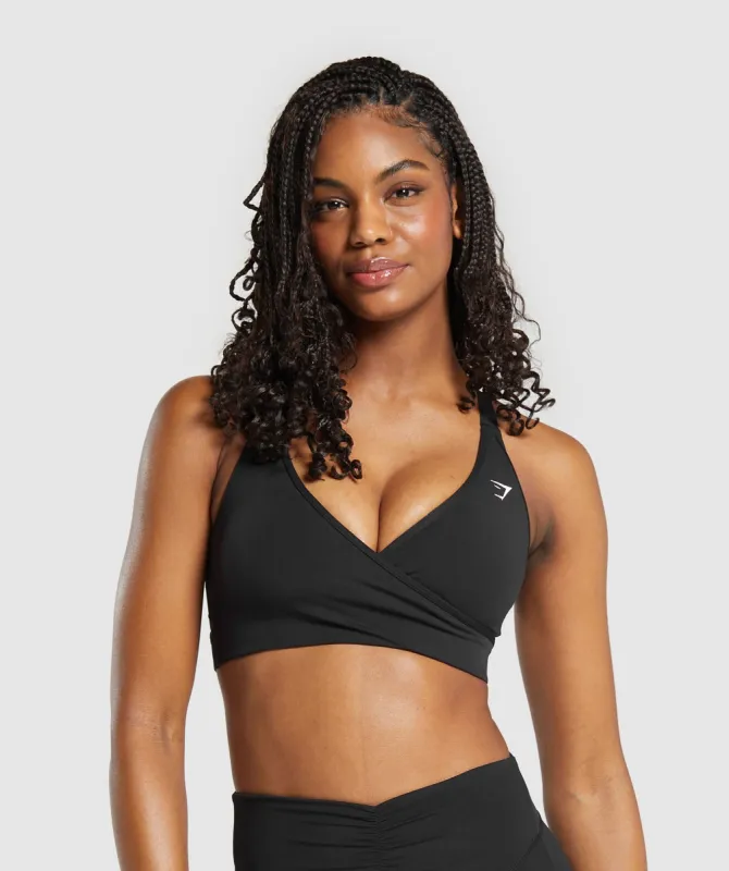 Gymshark Wrap Sports Bra - Black sold by Gymshark