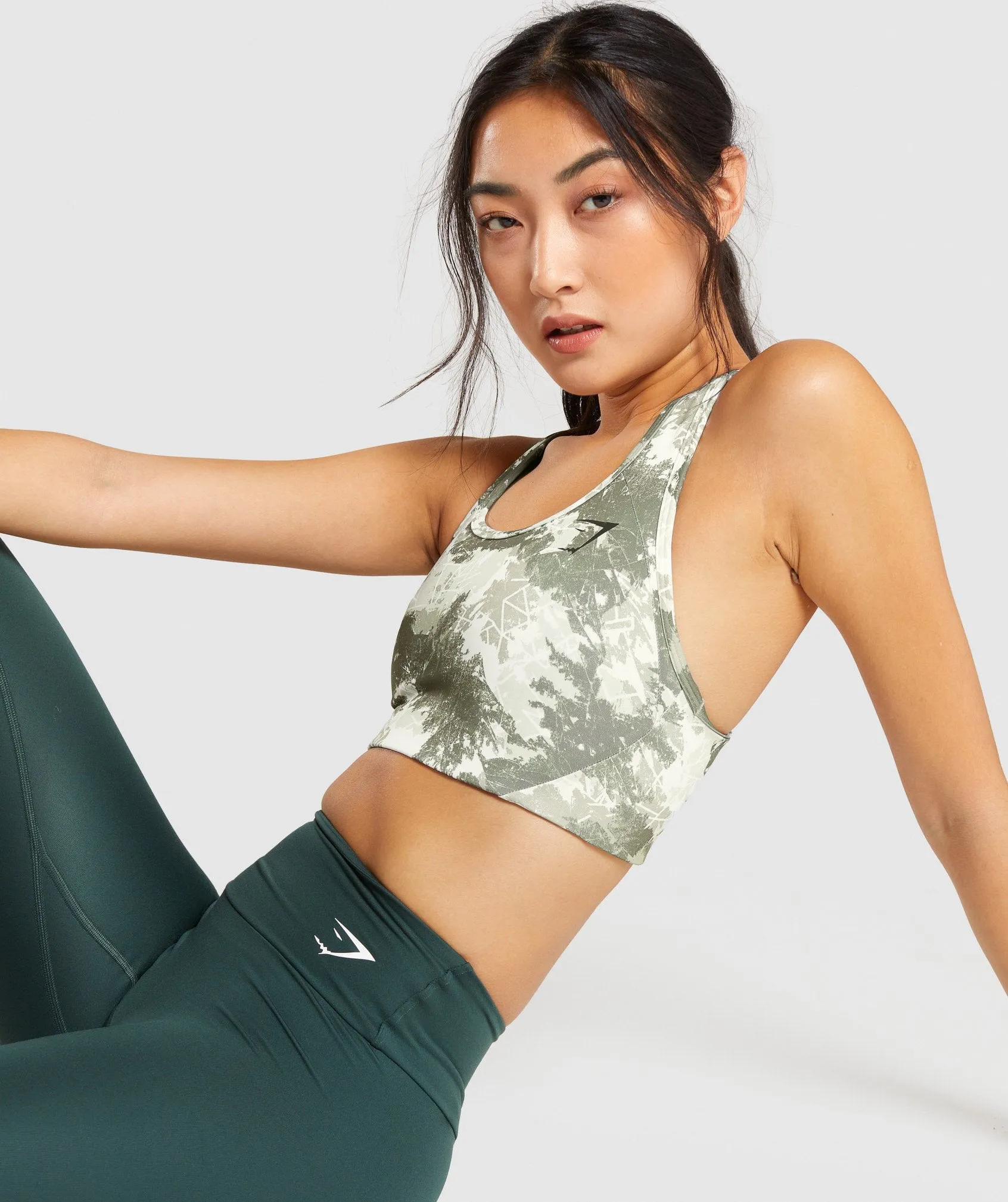 Gymshark Essential Racer Back Sports Bra - Light Green Camo Print sold by Gymshark product image thumbnail 5