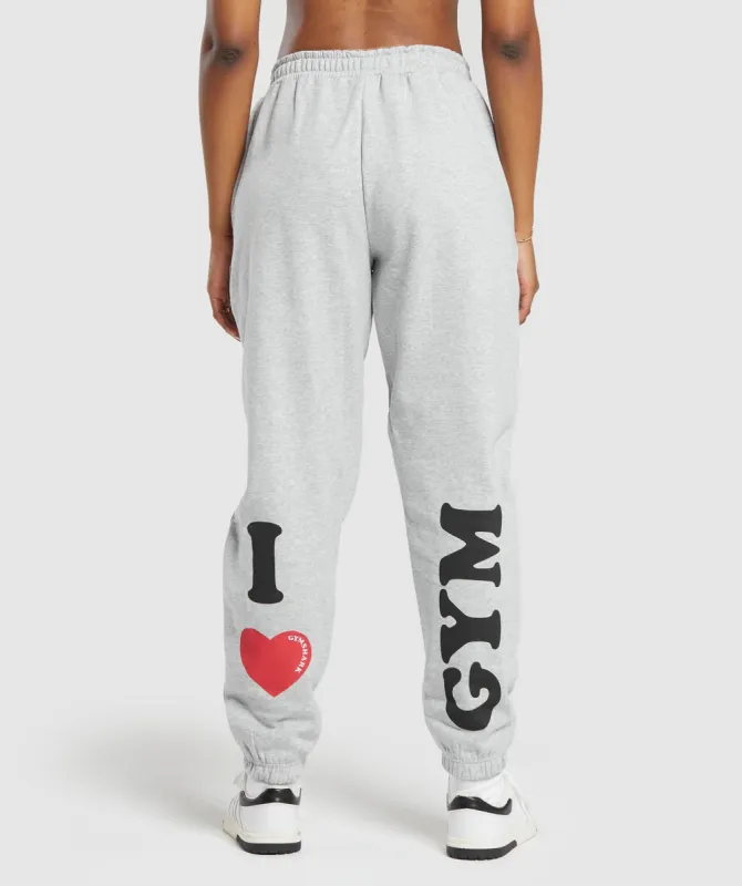 Gymshark I Heart Gym Joggers - Light Grey Core Marl sold by Gymshark